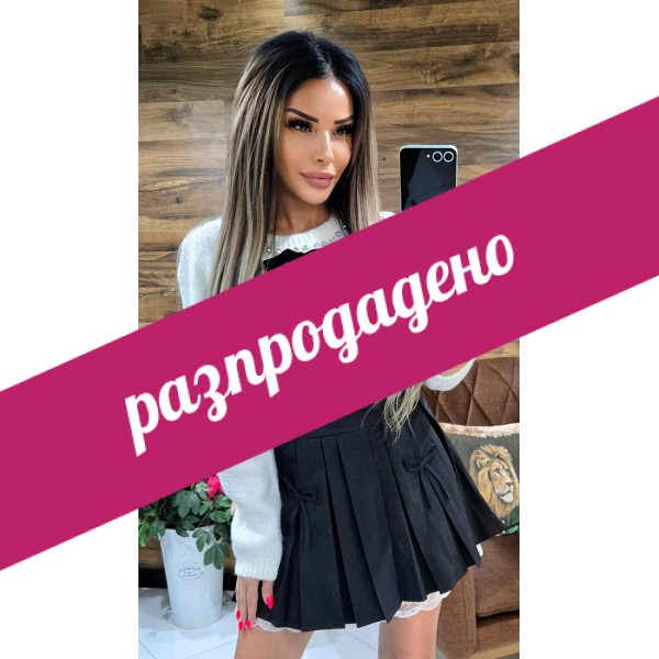 Бяла блуза с пандела и камъчета Stacey